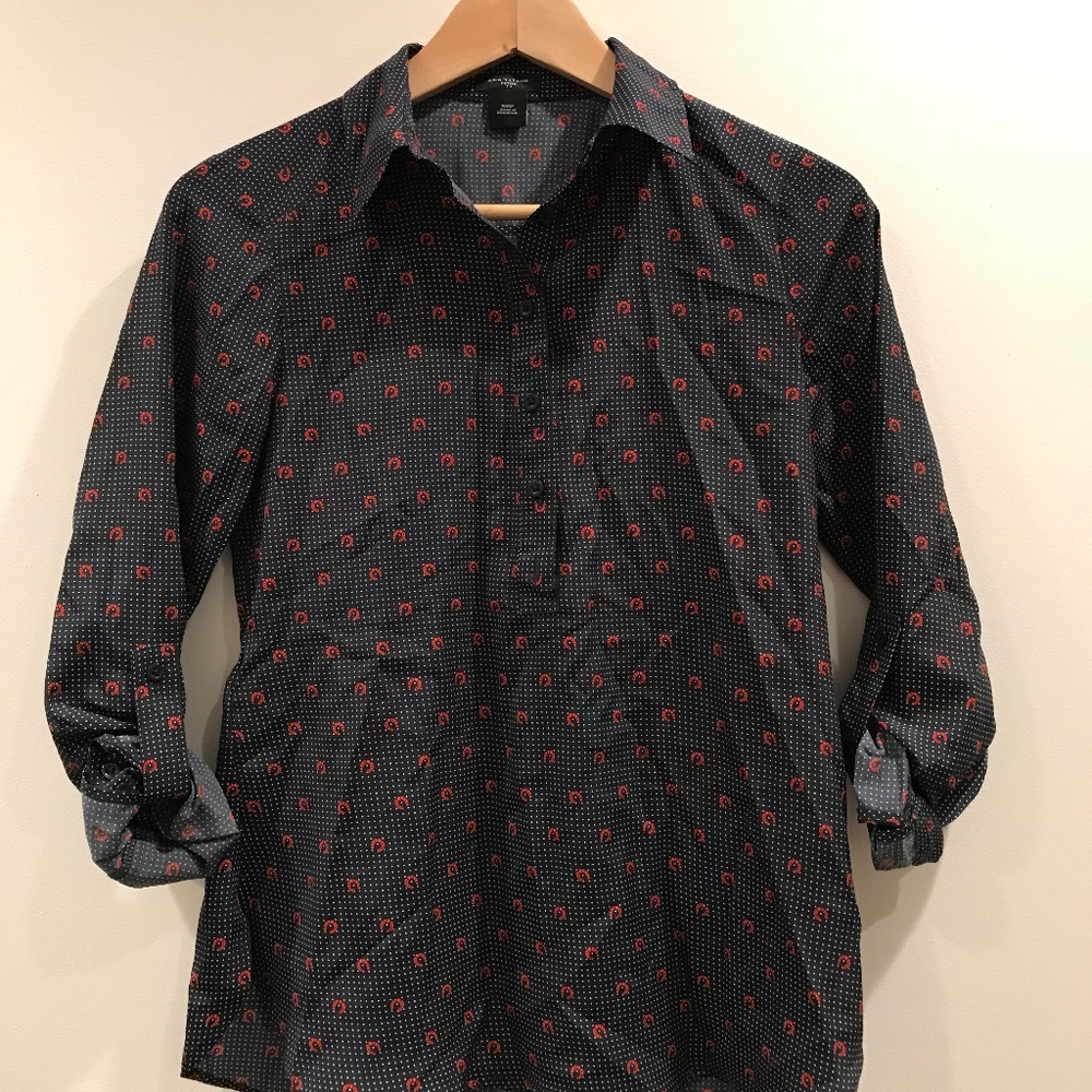 Ann Taylor Petite Horseshoe Print Shirt